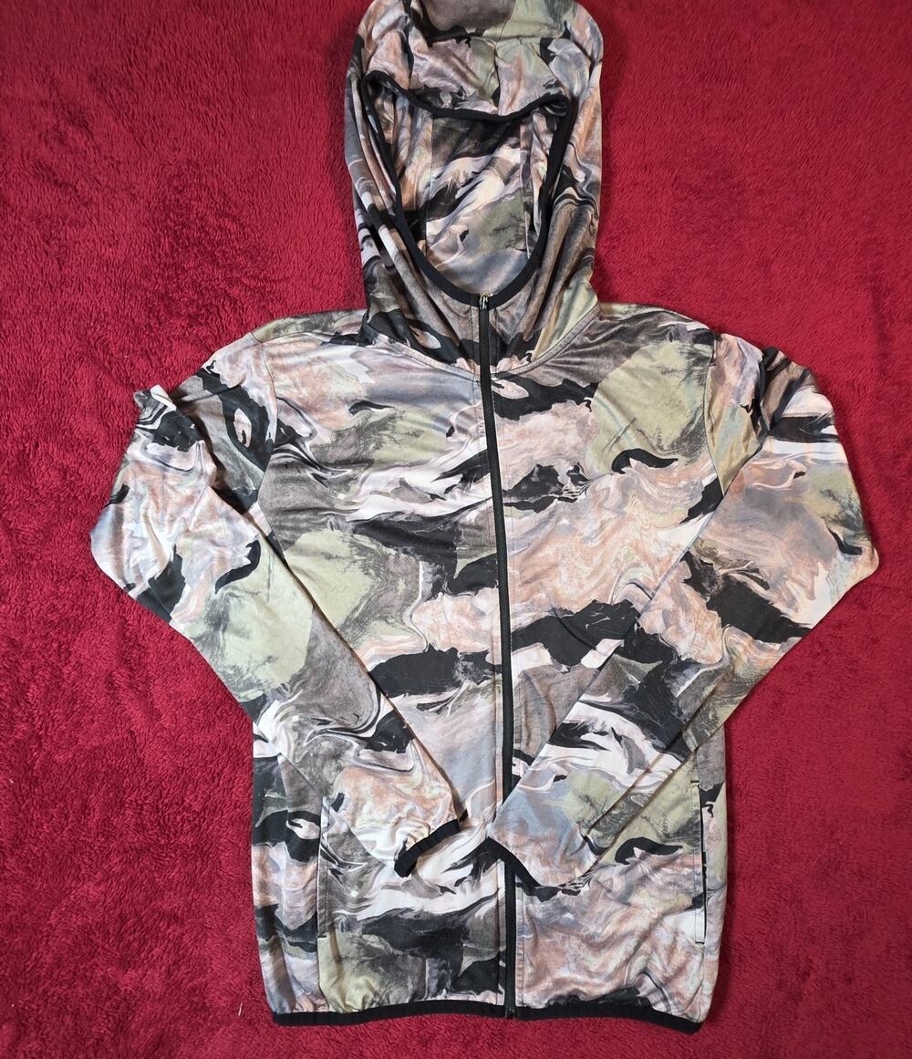 PDI Women’s Small Lightweight Zip Up Hoodie Jacket Abstract Camo Marble Print